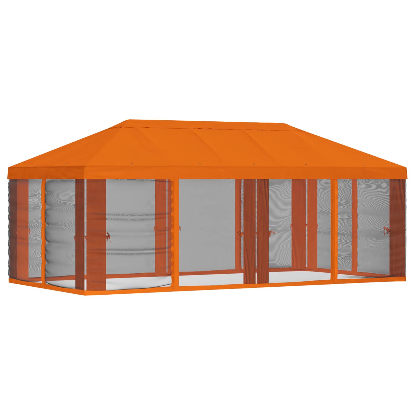 Gazebo Hoes met Zijwanden 6 x 3 m Oranje Polyester 190 gsm