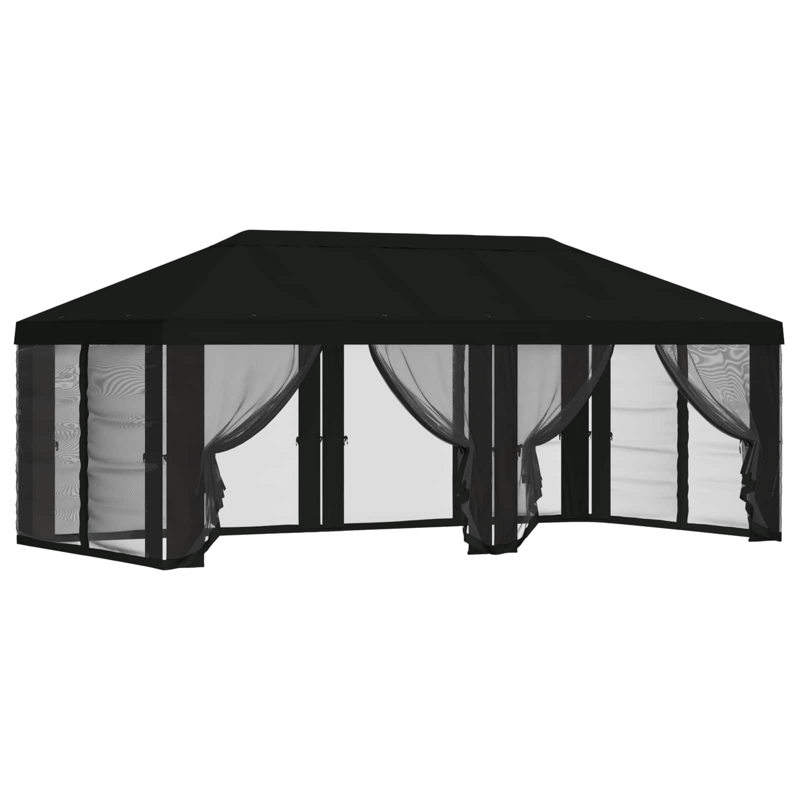 Gazebo Hoes met Zijwanden 6 x 3 m Zwart Polyester 190 gsm