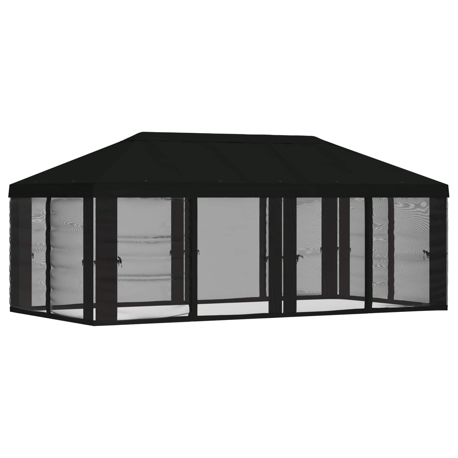 Gazebo Hoes met Zijwanden 6 x 3 m Zwart Polyester 190 gsm