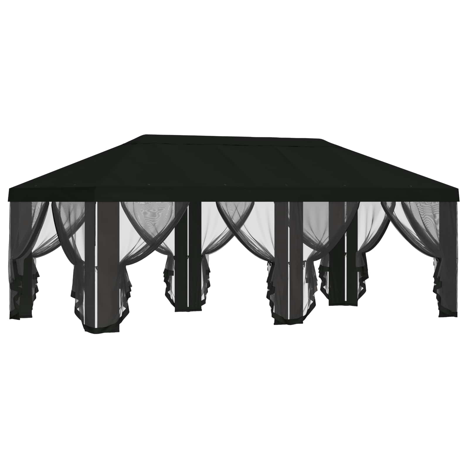 Gazebo Hoes met Zijwanden 6 x 3 m Zwart Polyester 190 gsm
