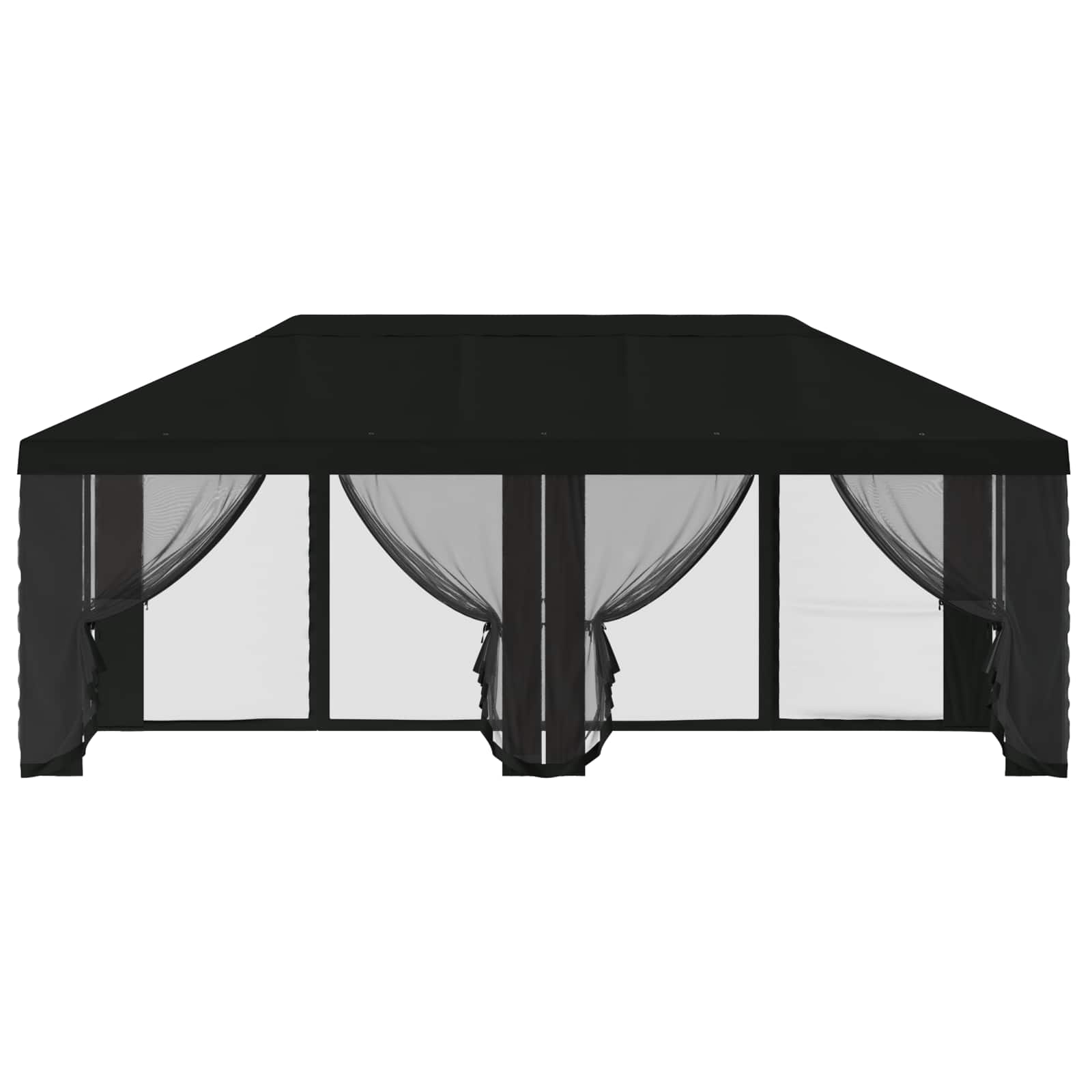 Gazebo Hoes met Zijwanden 6 x 3 m Zwart Polyester 190 gsm