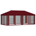 Gazebo Hoes met Zijwanden 6 x 3 m Bordeauxrood Polyester