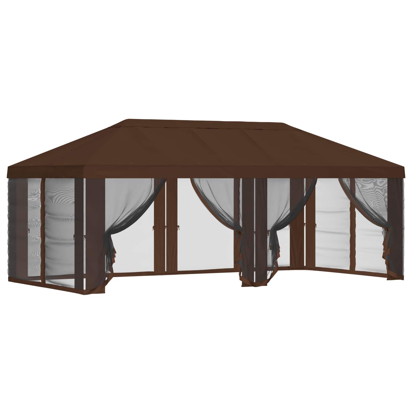 Gazebo Hoes met Zijwanden 6 x 3 m Bruin Polyester 190 gsm