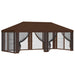 Gazebo Hoes met Zijwanden 6 x 3 m Bruin Polyester 190 gsm