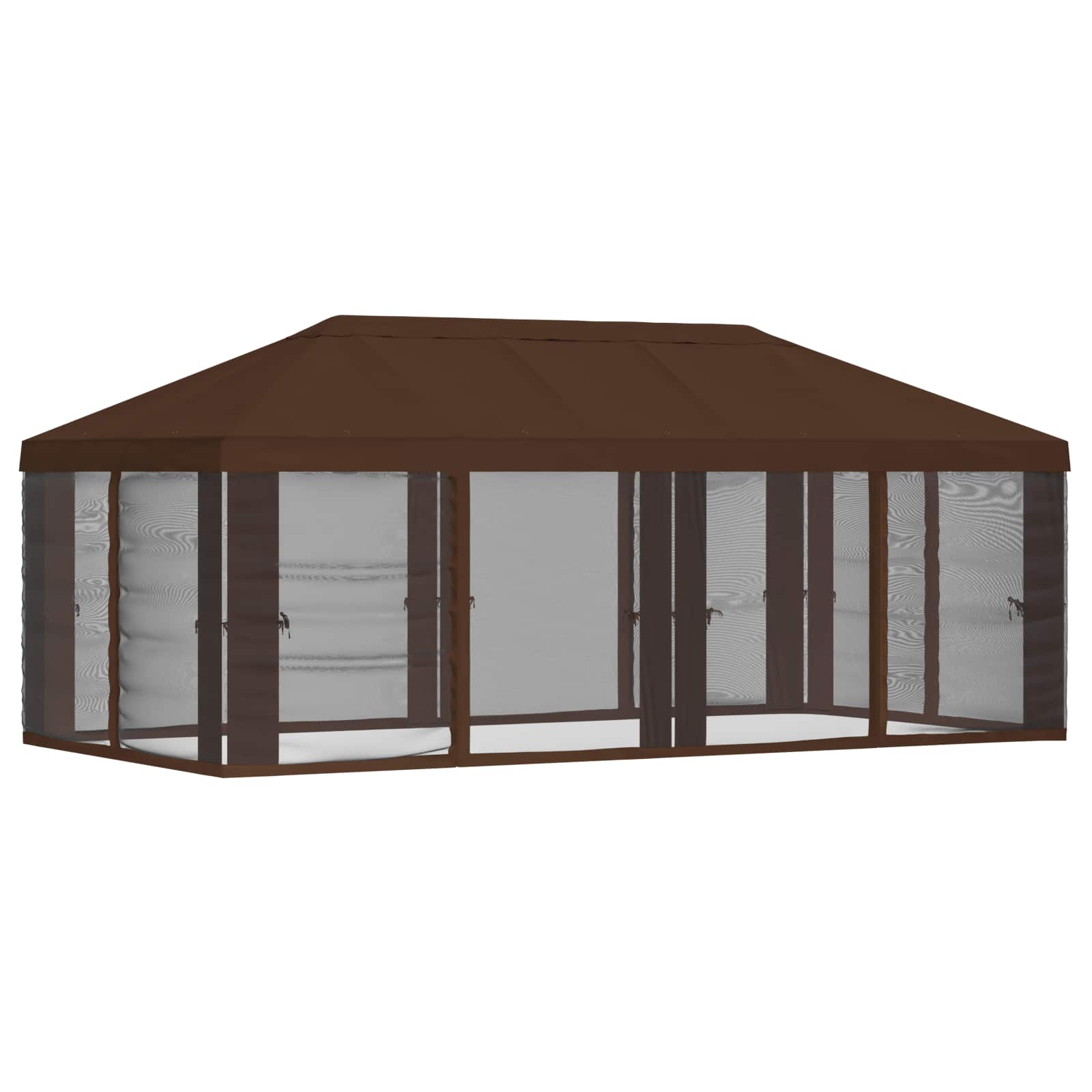 Gazebo Hoes met Zijwanden 6 x 3 m Bruin Polyester 190 gsm