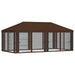 Gazebo Hoes met Zijwanden 6 x 3 m Bruin Polyester 190 gsm