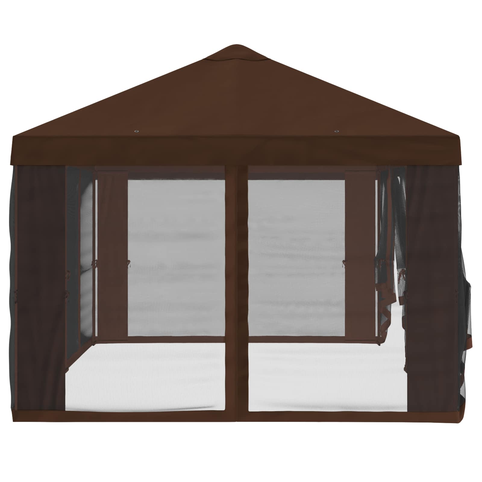 Gazebo Hoes met Zijwanden 6 x 3 m Bruin Polyester 190 gsm