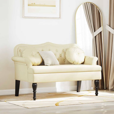 Chesterfield Bank met kussen Crème 120,5 x 65 x 75 cm Nep Leer