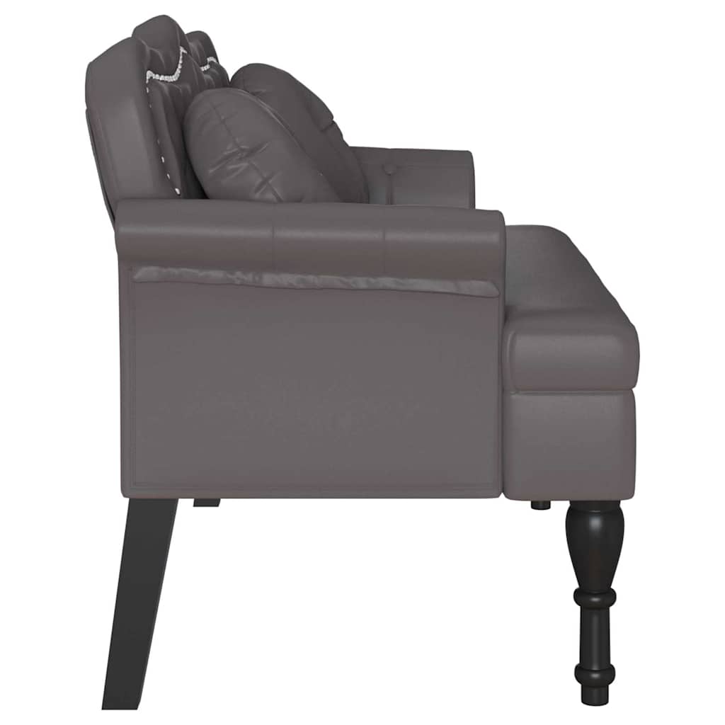 Chesterfield Bank met kussen Grijs 120,5 x 65 x 75 cm Nep Leer