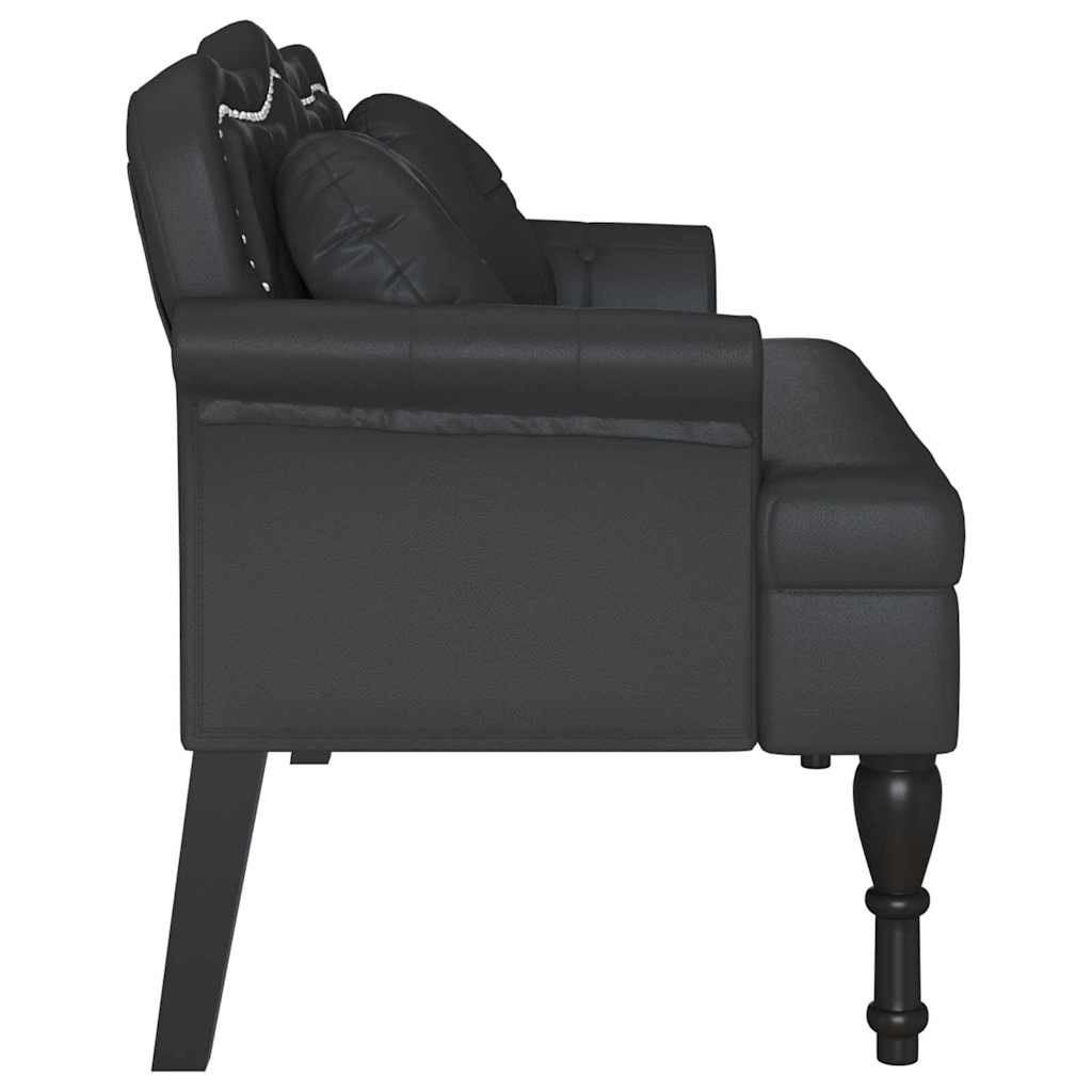 Chesterfield Bank met kussen Zwart 120,5 x 65 x 75 cm Nep Leer