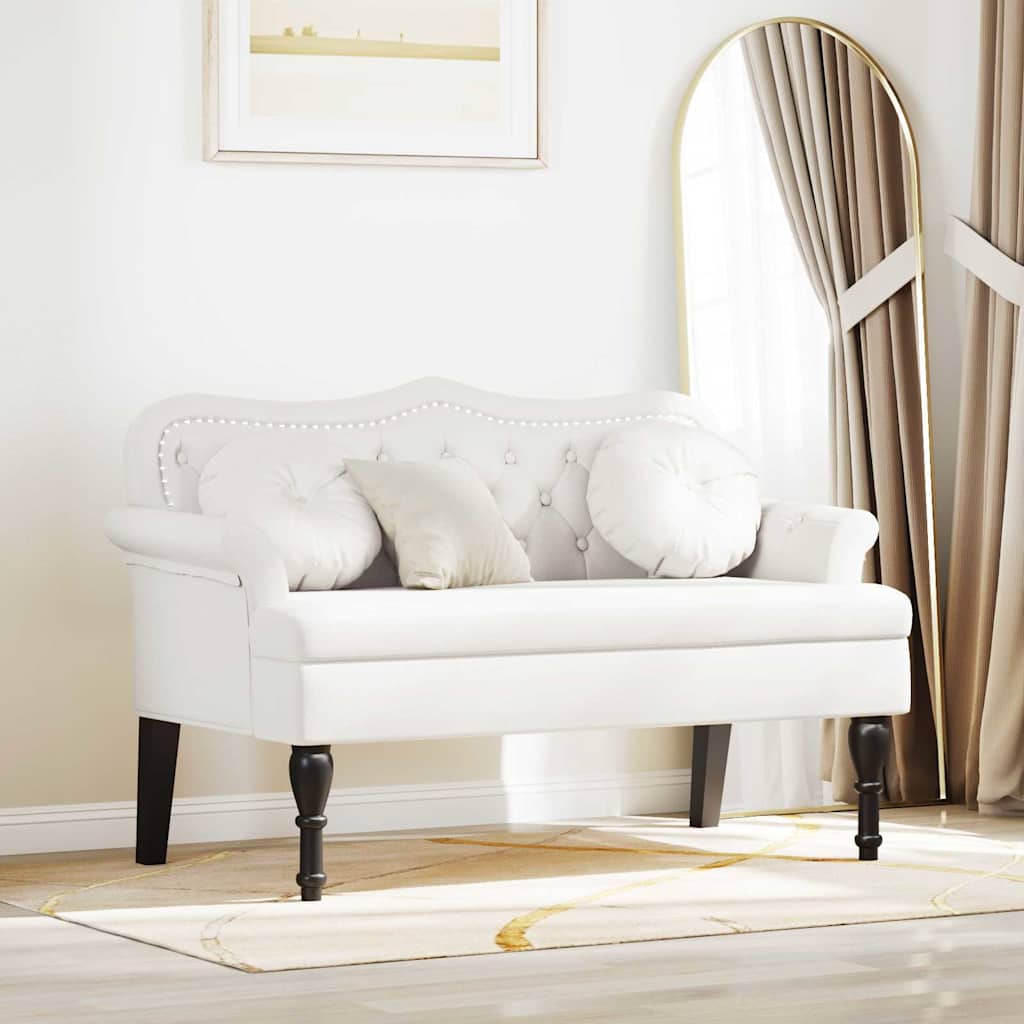 Chesterfield Bank met kussen Wit 120,5 x 65 x 75 cm Nep Leer