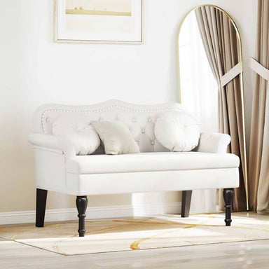 Chesterfield Bank met kussen Wit 120,5 x 65 x 75 cm Nep Leer