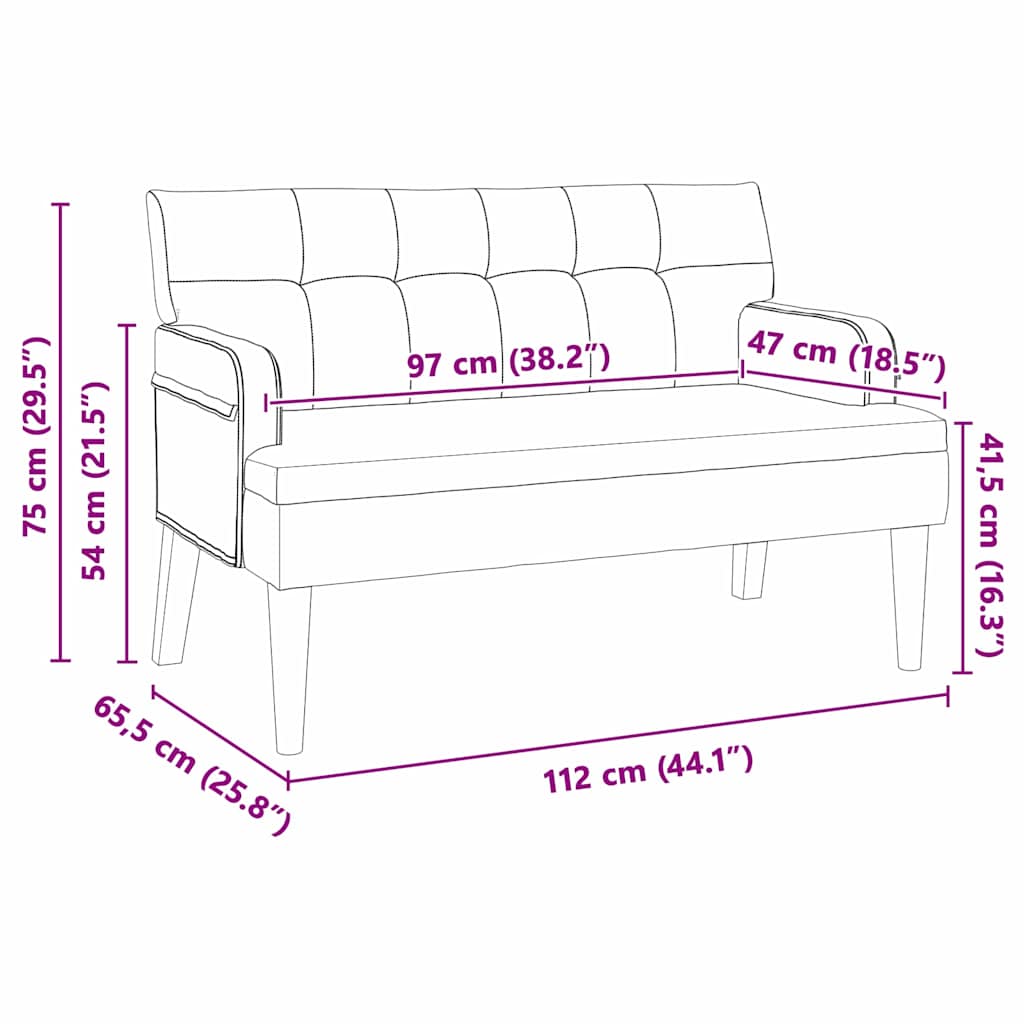 Chesterfield Bank Lichtgrijs 112 x 65,5 x 75 cm Fluweel