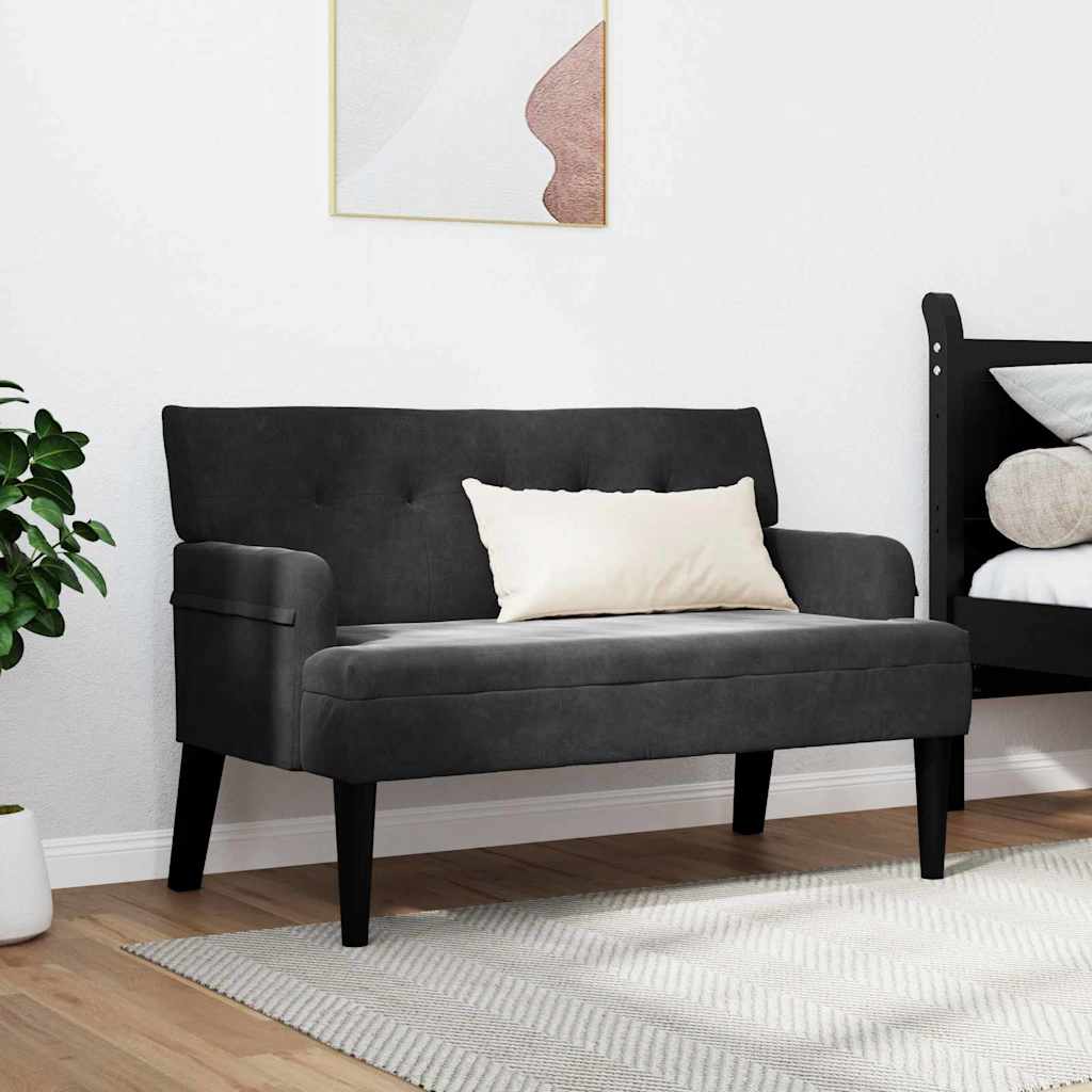 Chesterfield Bank Zwart 112 x 65,5 x 75 cm Fluweel