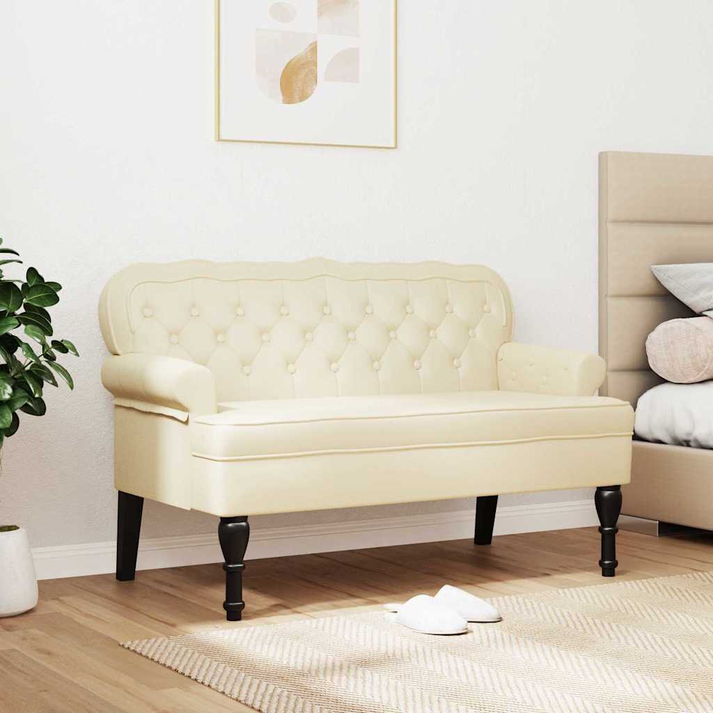 Chesterfield Bank Crème 119,5 x 64,5 x 75 cm Nep Leer