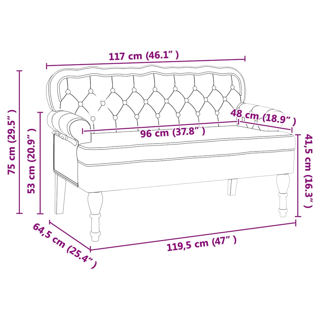 Chesterfield Bank Grijs 119,5 x 64,5 x 75 cm Nep Leer