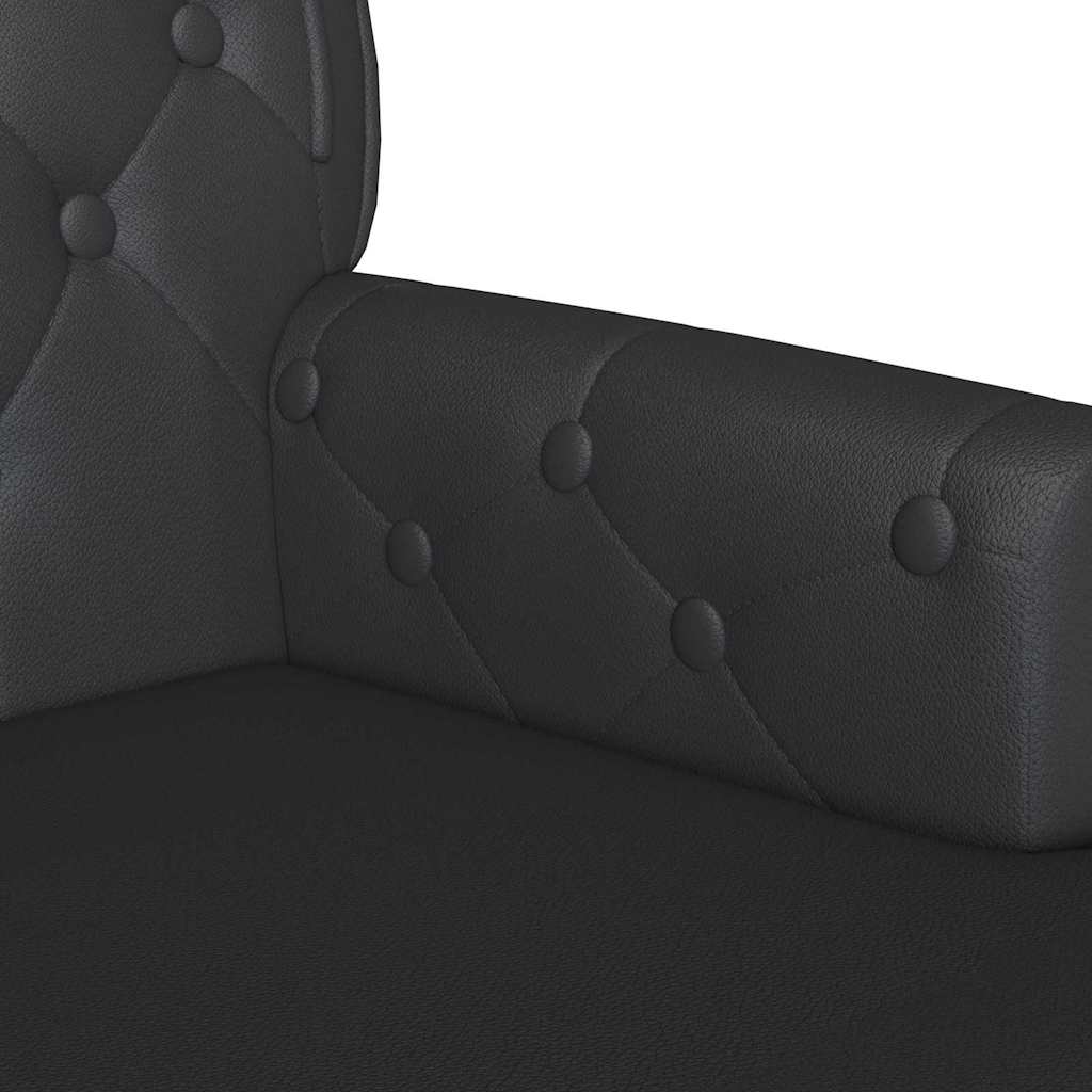 Chesterfield Bank Zwart 119,5 x 64,5 x 75 cm Nep Leer