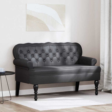 Chesterfield Bank Zwart 119,5 x 64,5 x 75 cm Nep Leer