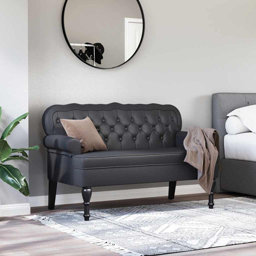 Chesterfield Bank Zwart 119,5 x 64,5 x 75 cm Nep Leer