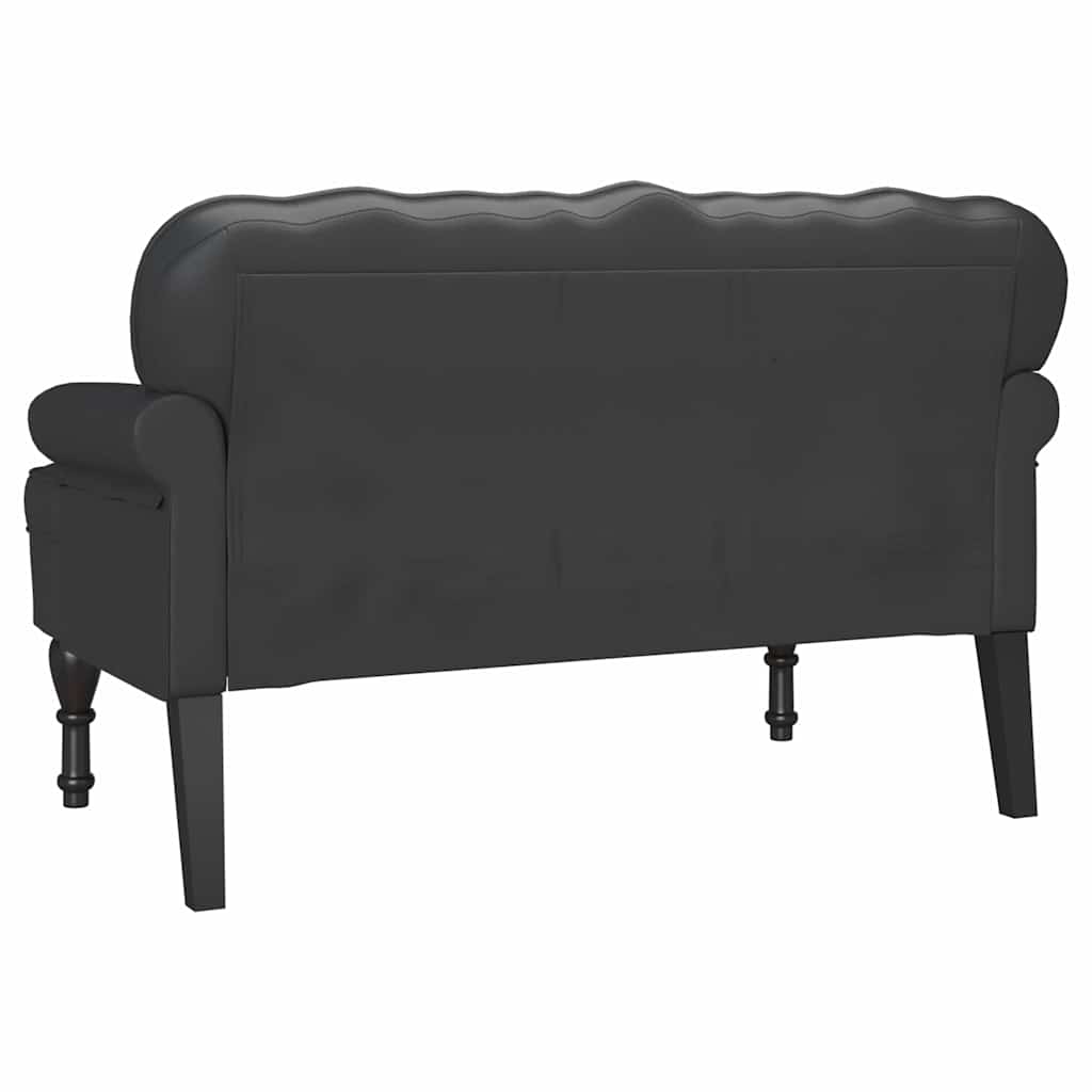 Chesterfield Bank Zwart 119,5 x 64,5 x 75 cm Nep Leer