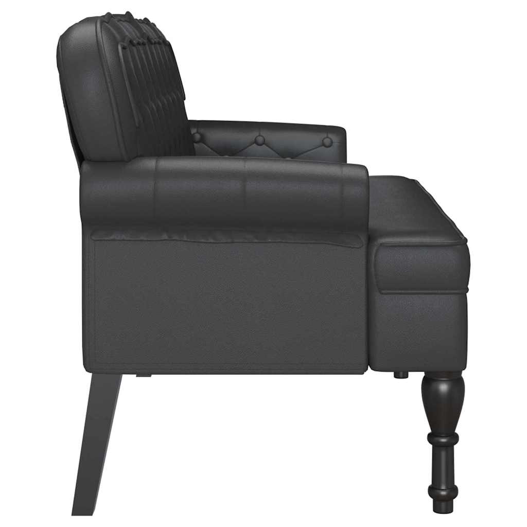 Chesterfield Bank Zwart 119,5 x 64,5 x 75 cm Nep Leer