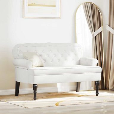 Chesterfield Bank Wit 119,5 x 64,5 x 75 cm Nep Leer