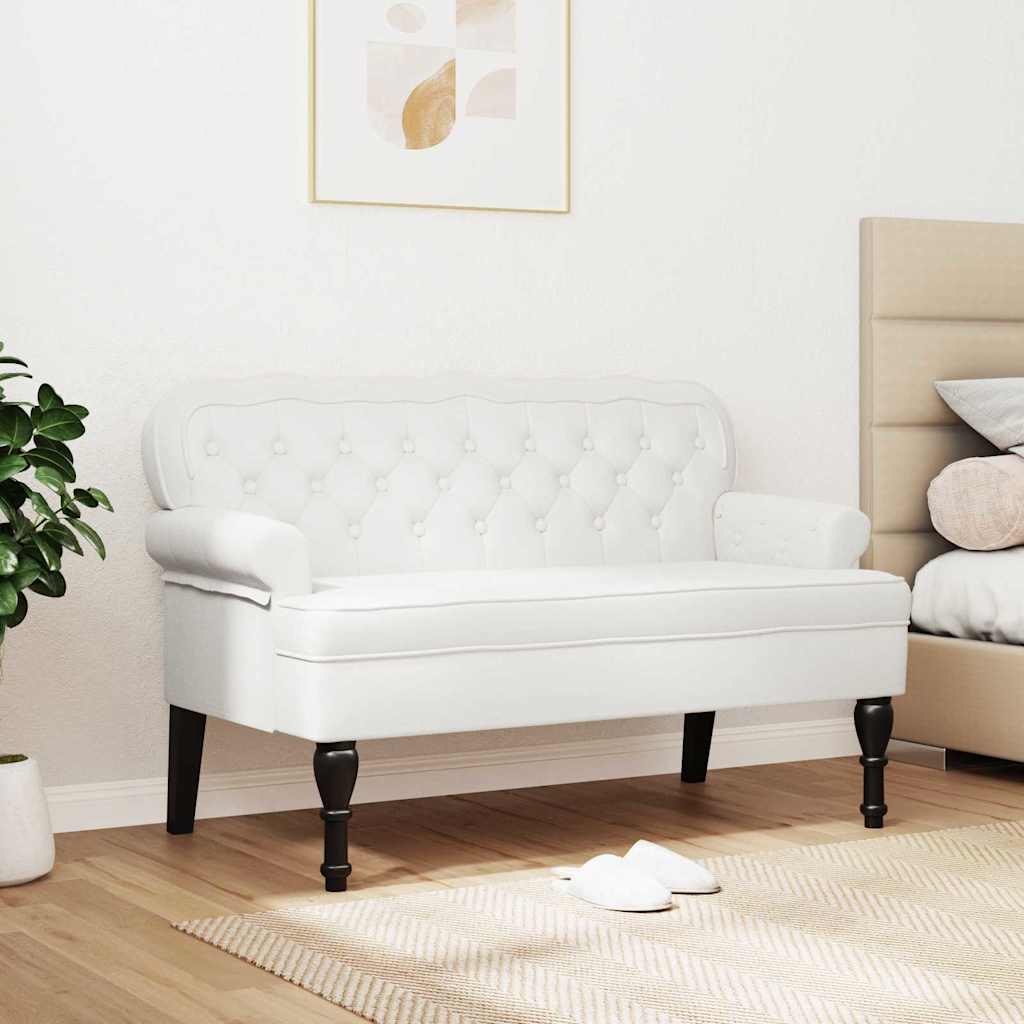 Chesterfield Bank Wit 119,5 x 64,5 x 75 cm Nep Leer