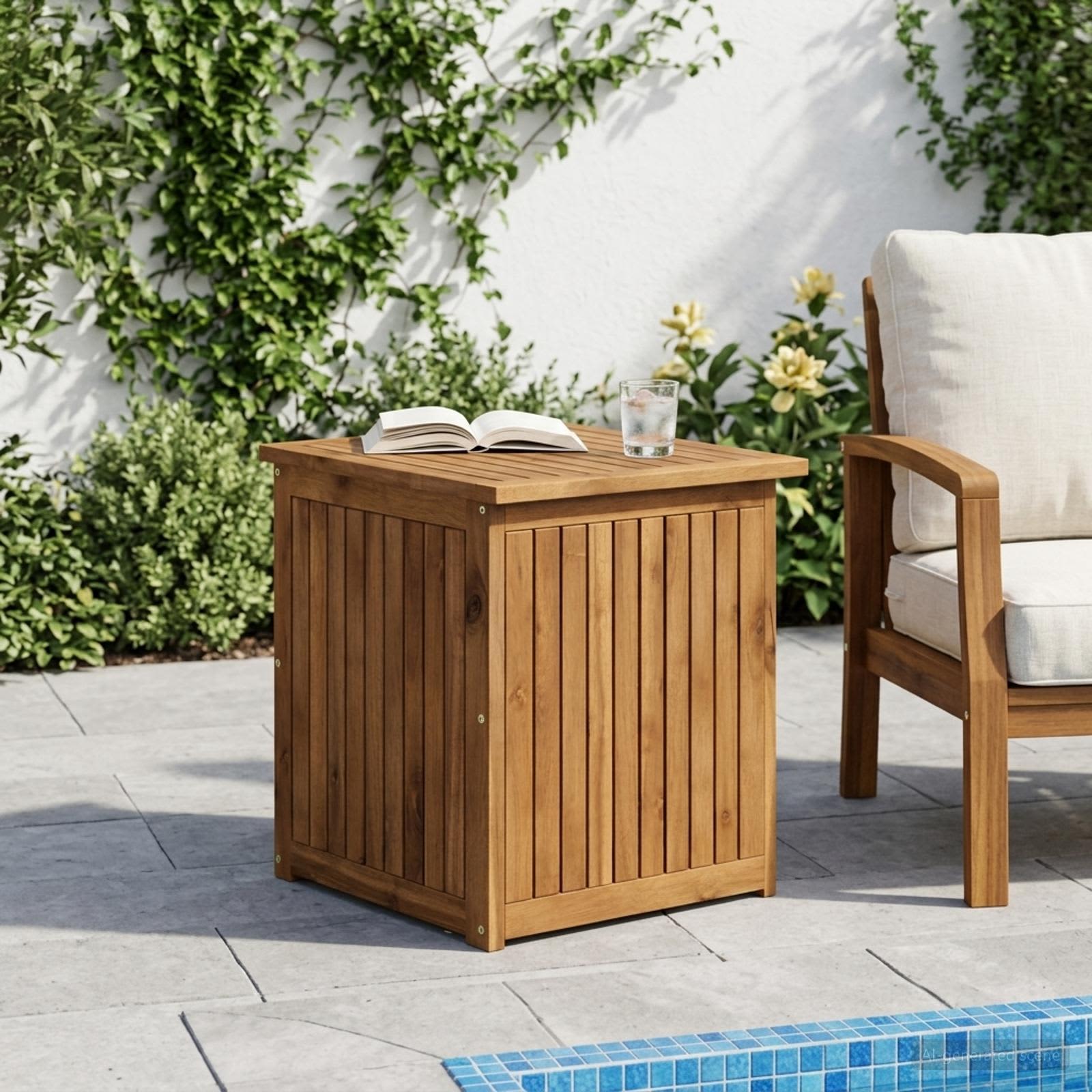 Tuinopslagdoos Massief Acaciahout 48,5 x 49 x 53,5 cm Naturel