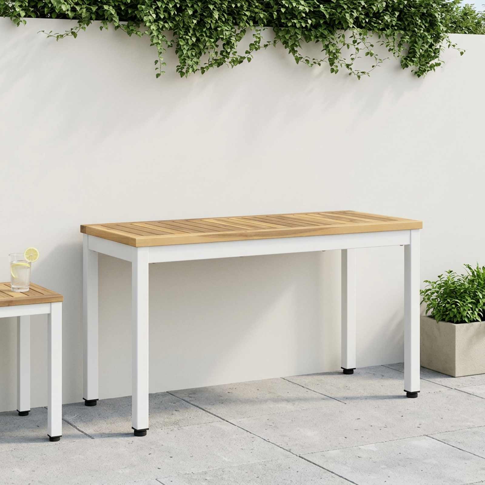 Tuinbank 80,5 x 35 x 45 cm Massief Acaciahout Wit Rechthoekig