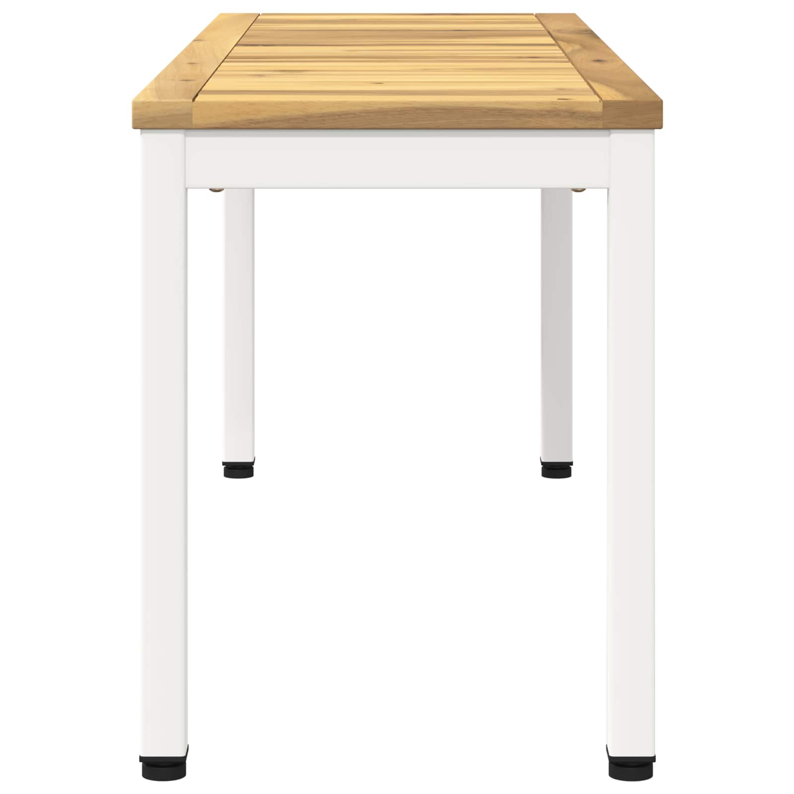 Tuinbank 108,5 x 35 x 45 cm Massief Acaciahout Wit Rechthoekig