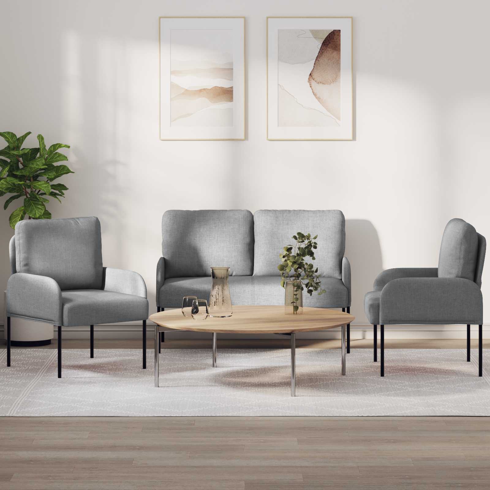 Sofa-Sets 3 st Lichtgrijs Multiplex