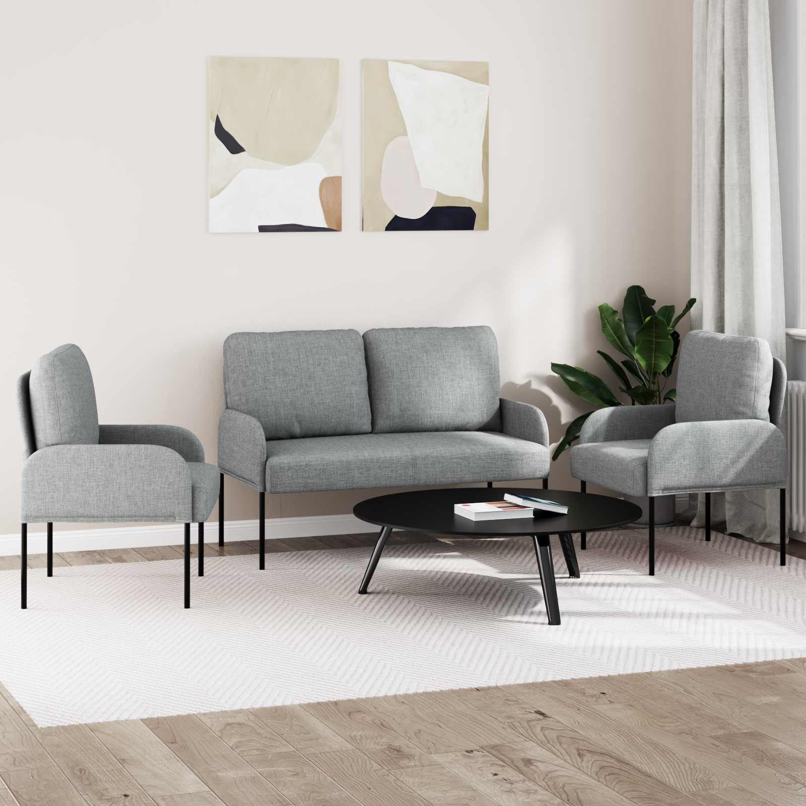 Sofa-Sets 3 st Lichtgrijs Multiplex
