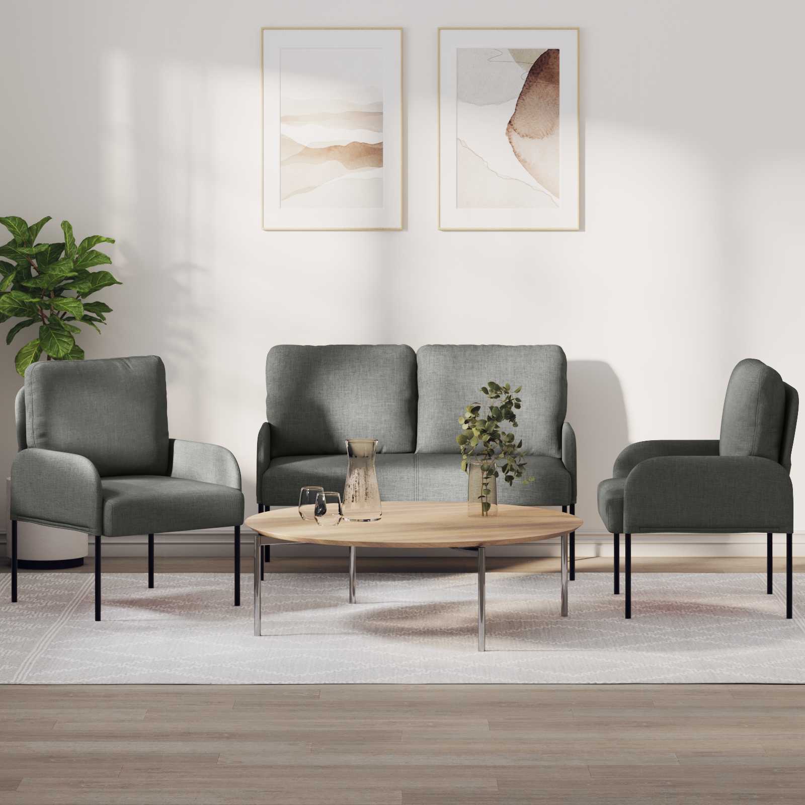 Sofa-Sets 3 st Donkergrijs Multiplex