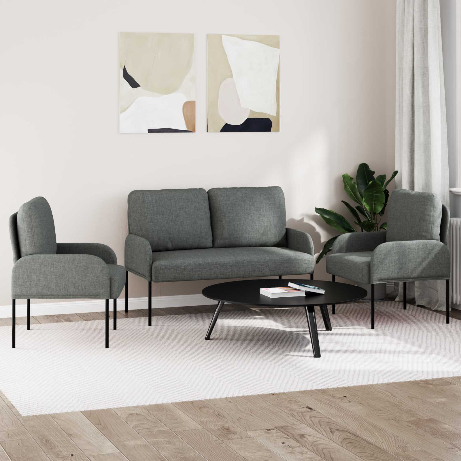 Sofa-Sets 3 st Donkergrijs Multiplex