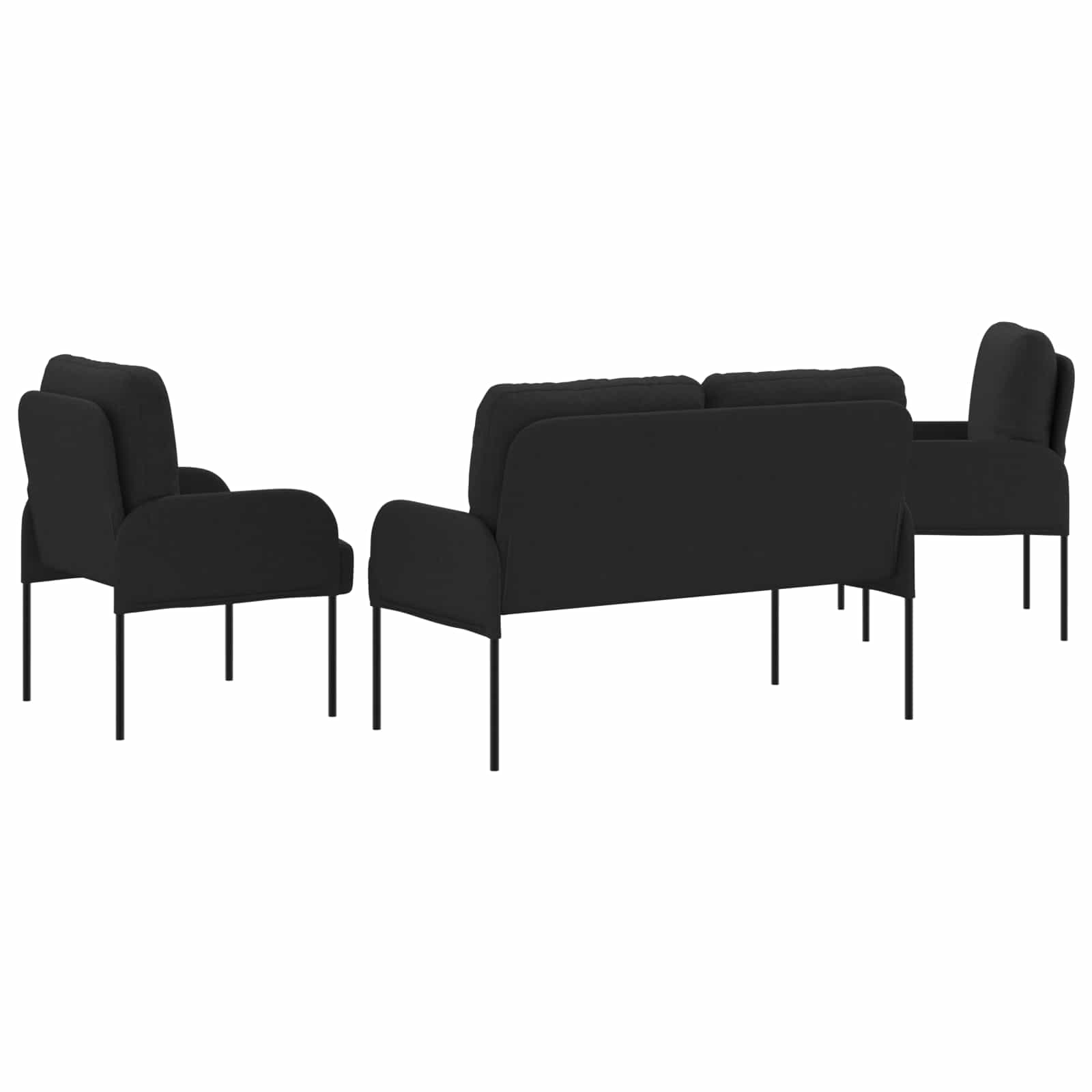 Sofa-Sets 3 st Zwart Multiplex