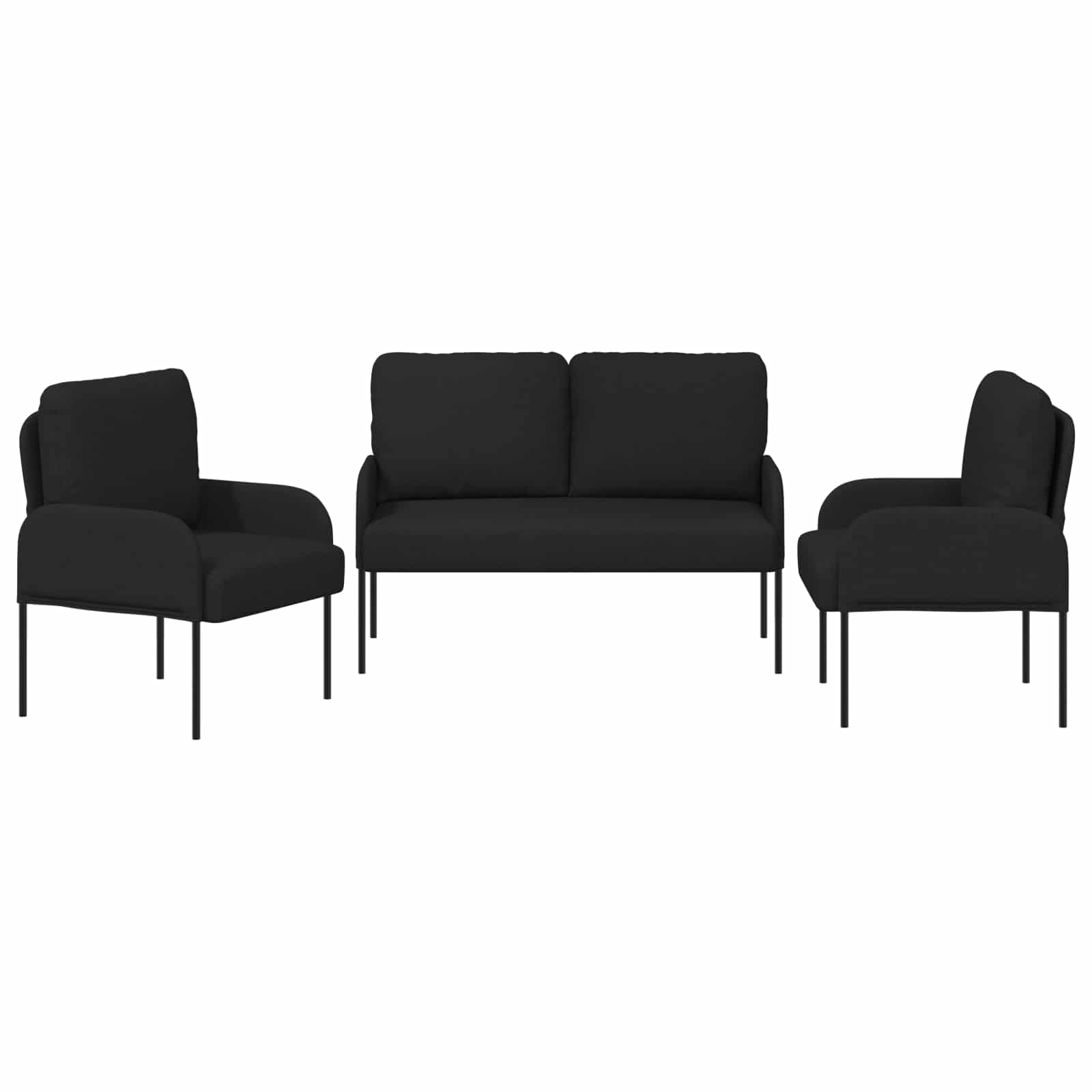 Sofa-Sets 3 st Zwart Multiplex