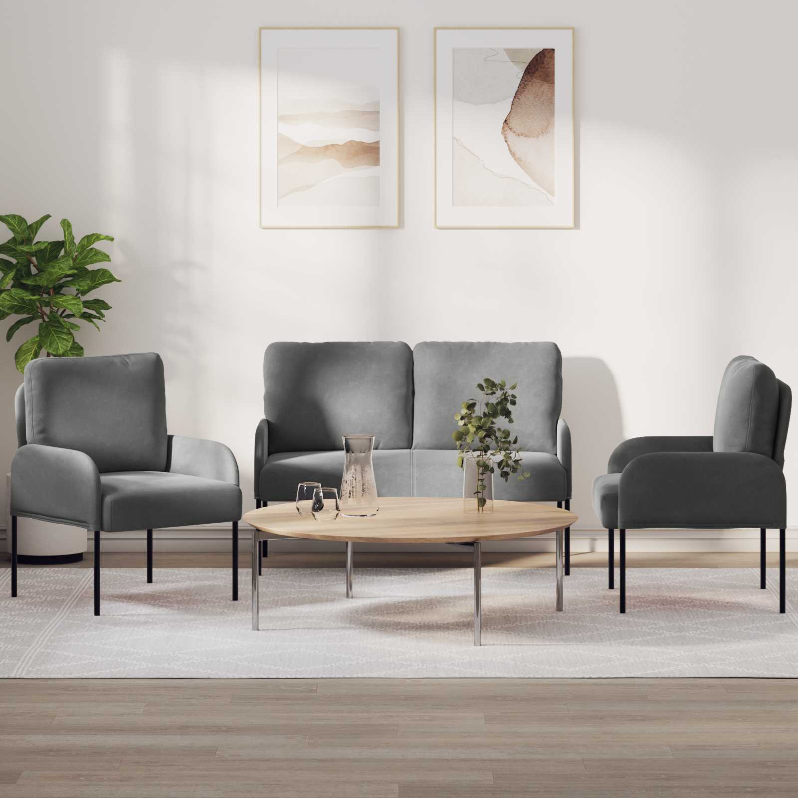Sofa-Sets 3 st Donkergrijs Multiplex