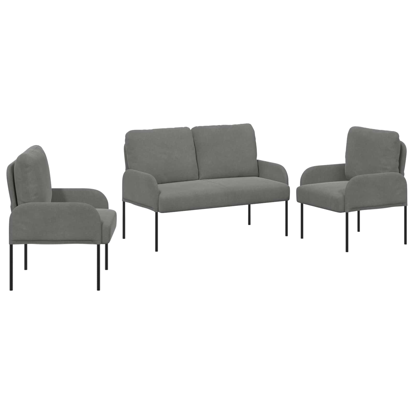 Sofa-Sets 3 st Donkergrijs Multiplex