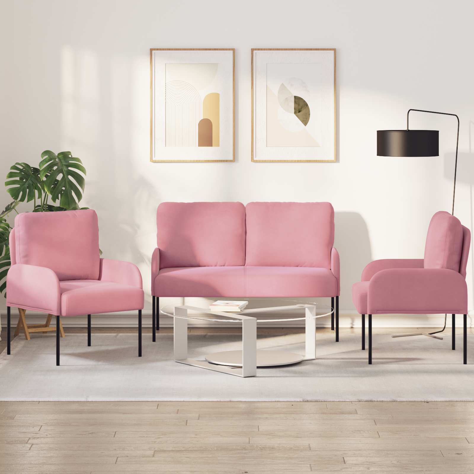 Sofa-Sets 3 st Roze Multiplex