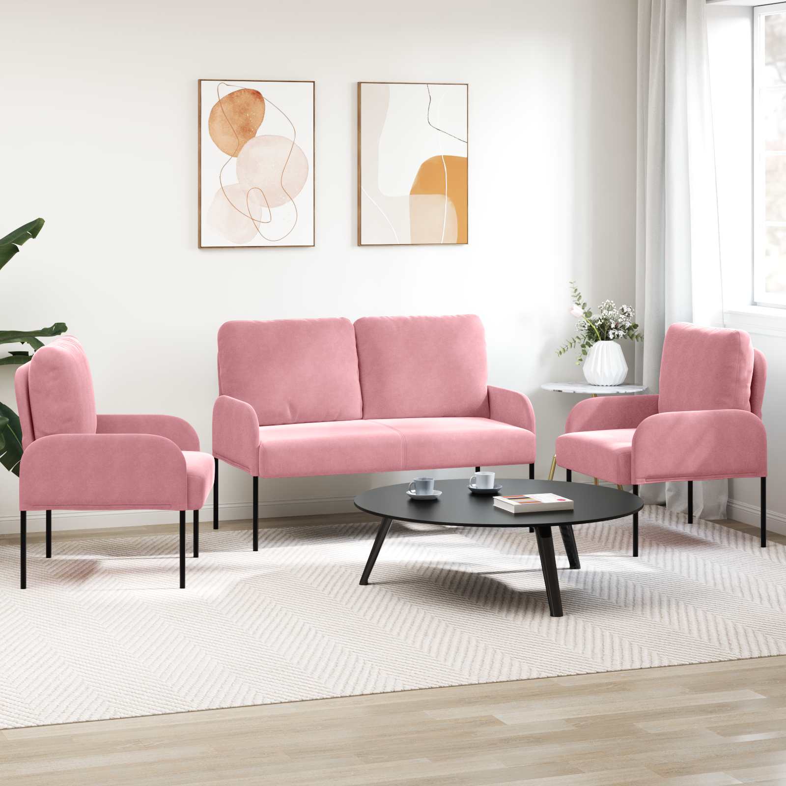 Sofa-Sets 3 st Roze Multiplex