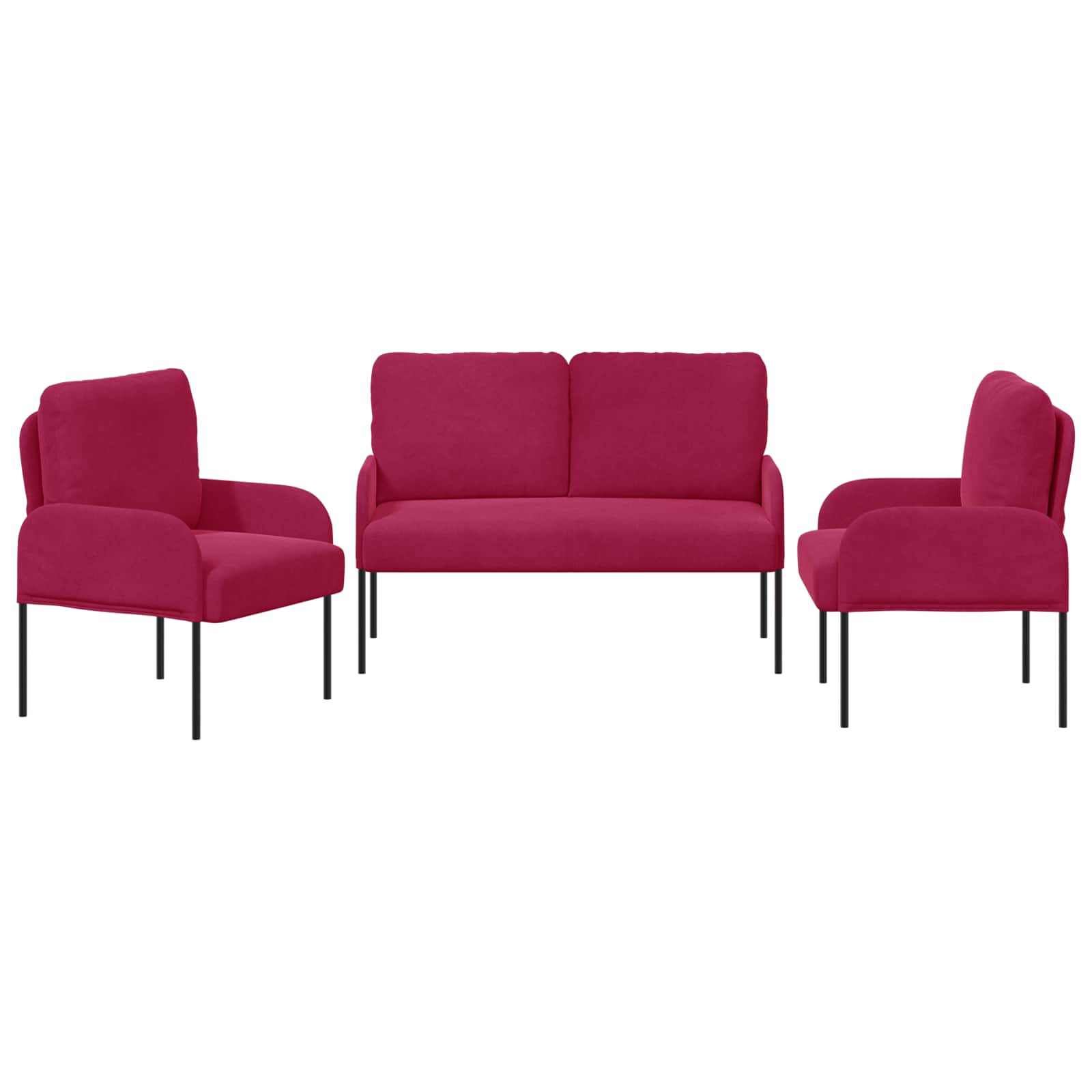 Sofa-Sets 3 st Wijnrood Multiplex