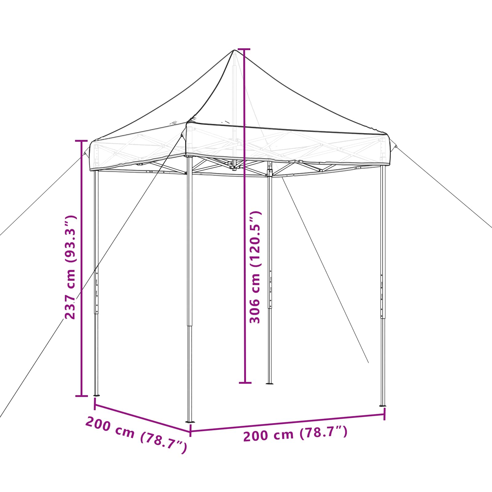 Partytent Terracotta 200 x 200 x 306 cm Oxford Stof