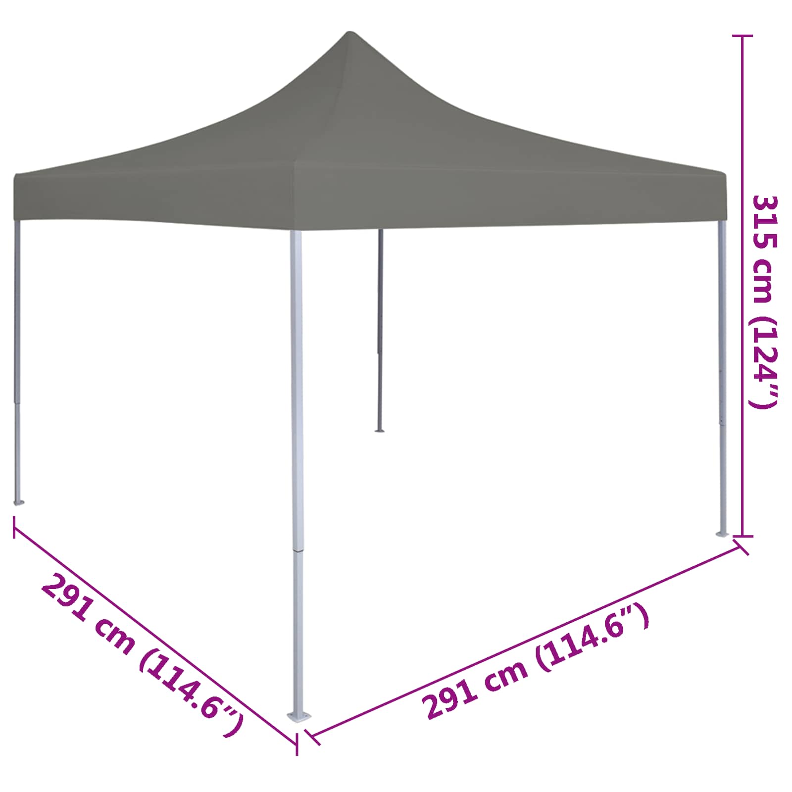 Partytent Antraciet 291 X 291 X 315 Cm Oxford Stof Ja