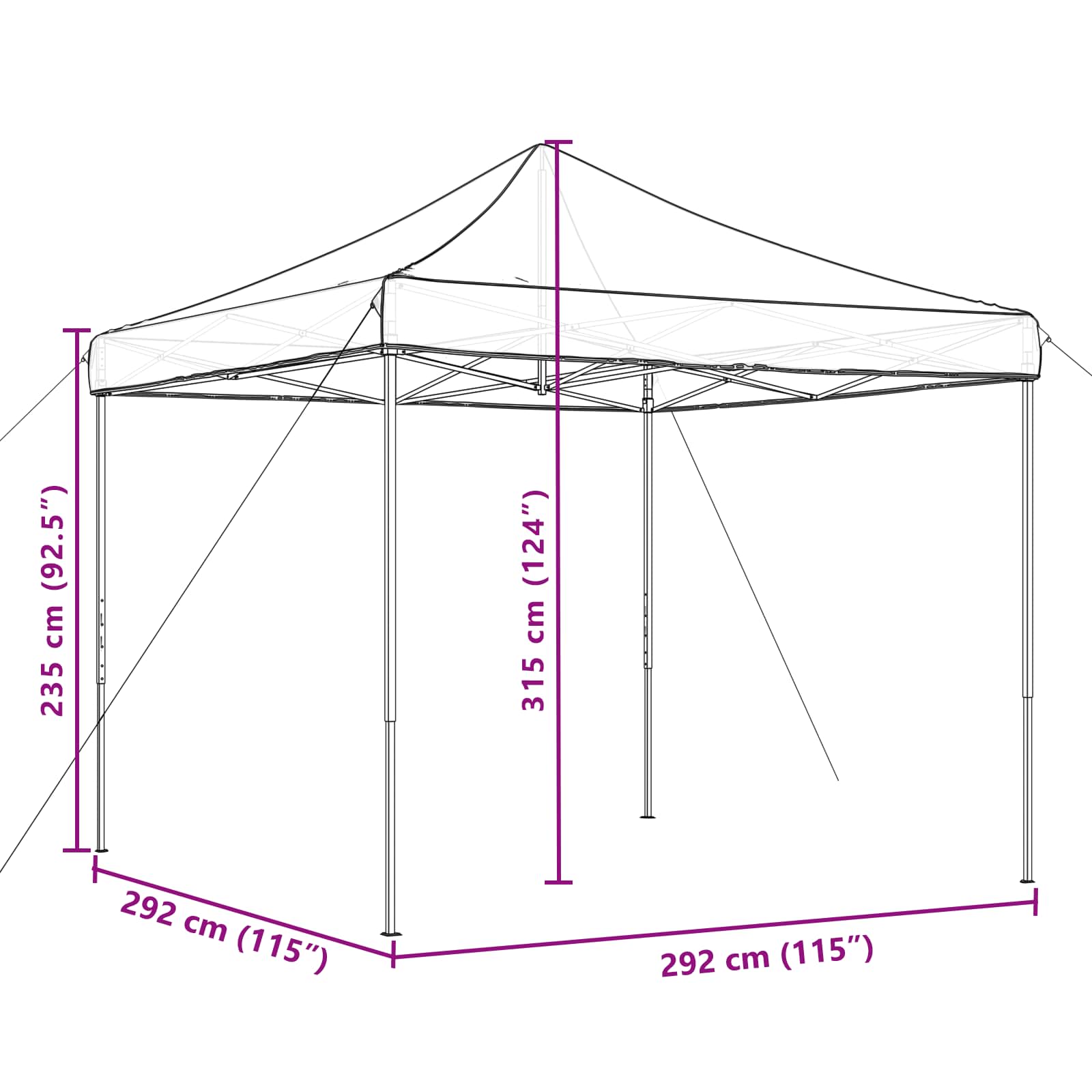 Partytent 292 X 292 X 315 Cm Oxford Stof Ja