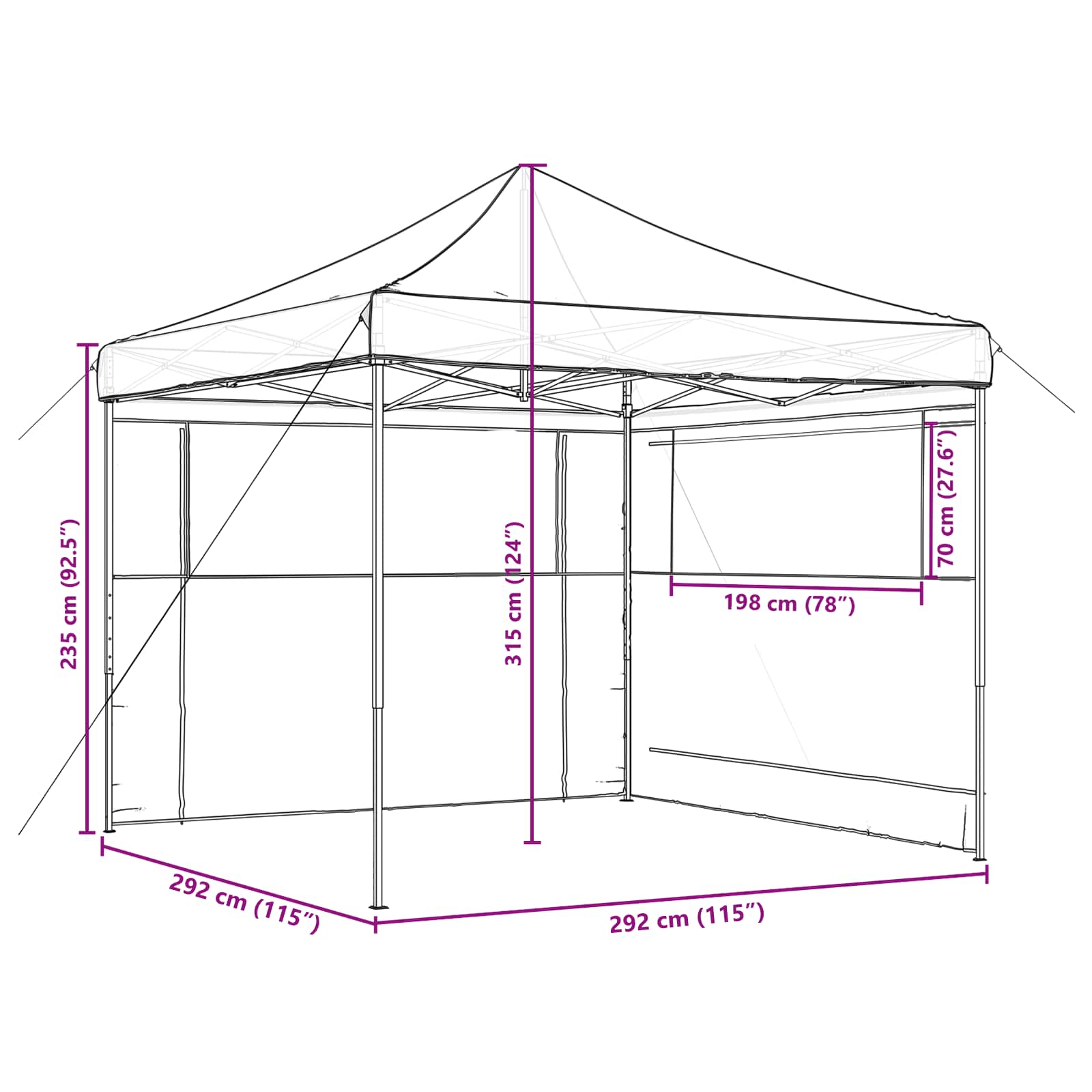Partytent 292 X 292 X 315 Cm Oxford Stof Ja