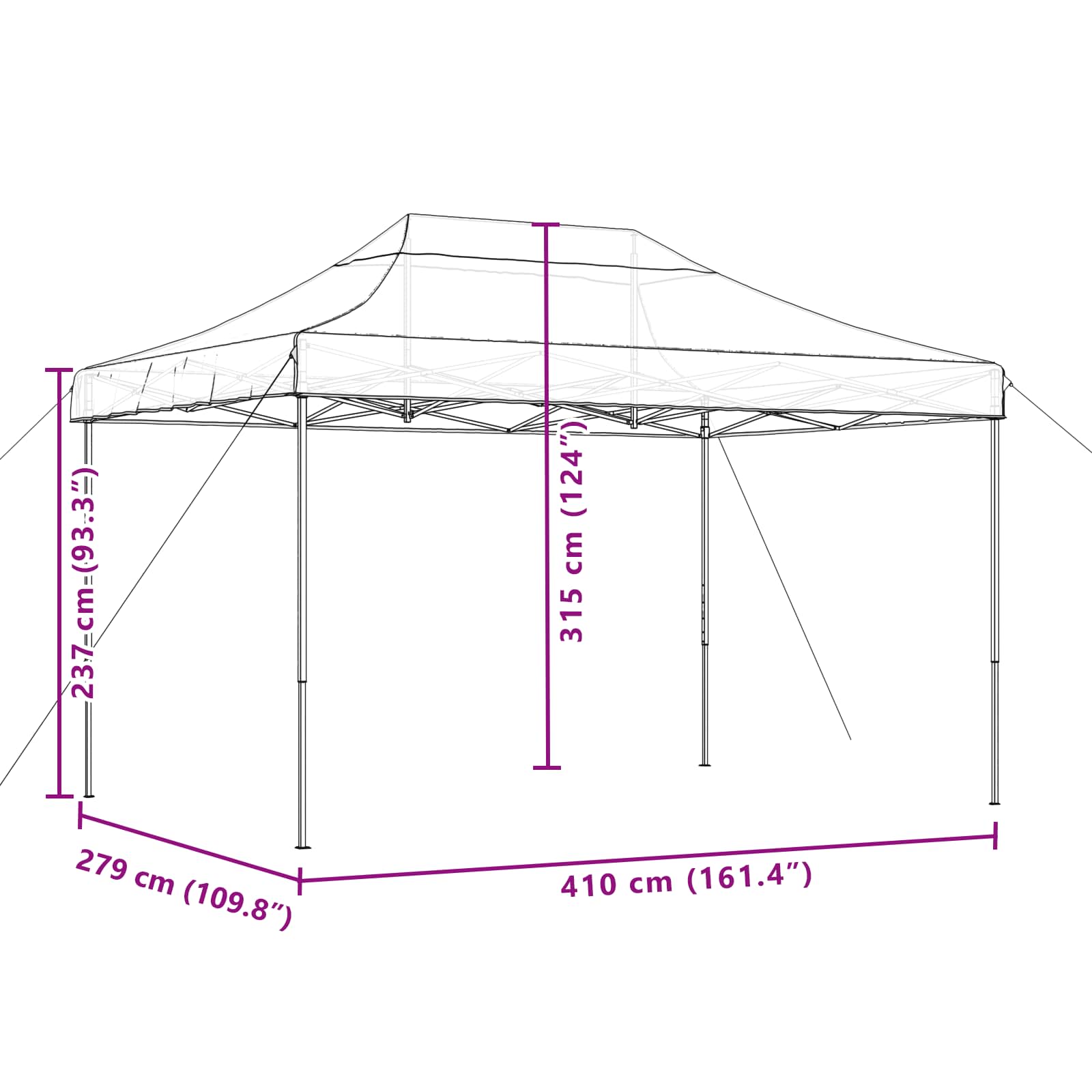 Partytent Groen 279 x 410 x 315 cm Oxford Stof