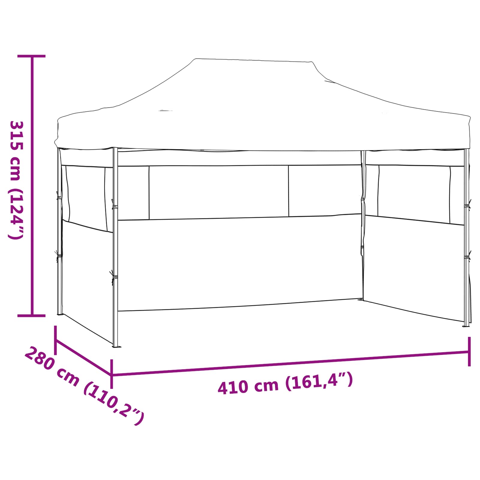 Partytent Antraciet 280 x 410 x 315 cm Oxford Stof