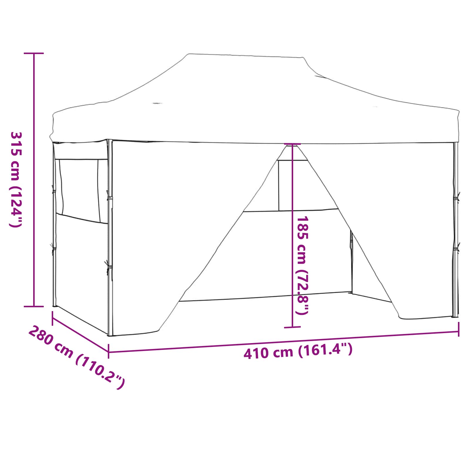 Partytent Antraciet 280 x 410 x 315 cm Oxford Stof