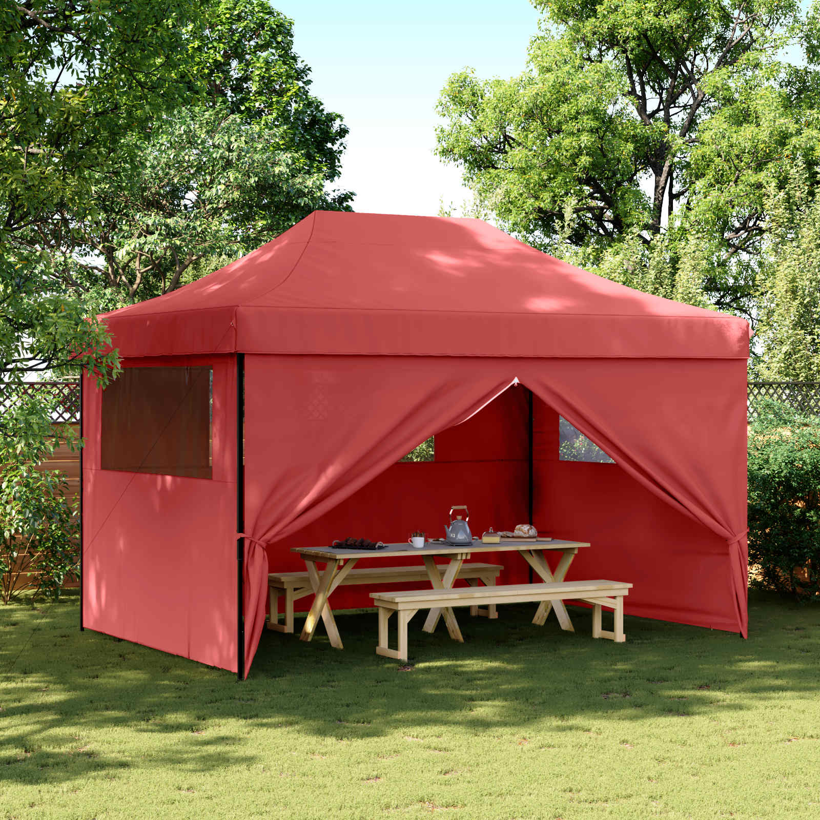 Partytent Bordeauxrood 279 x 410 x 315 cm Oxford Stof