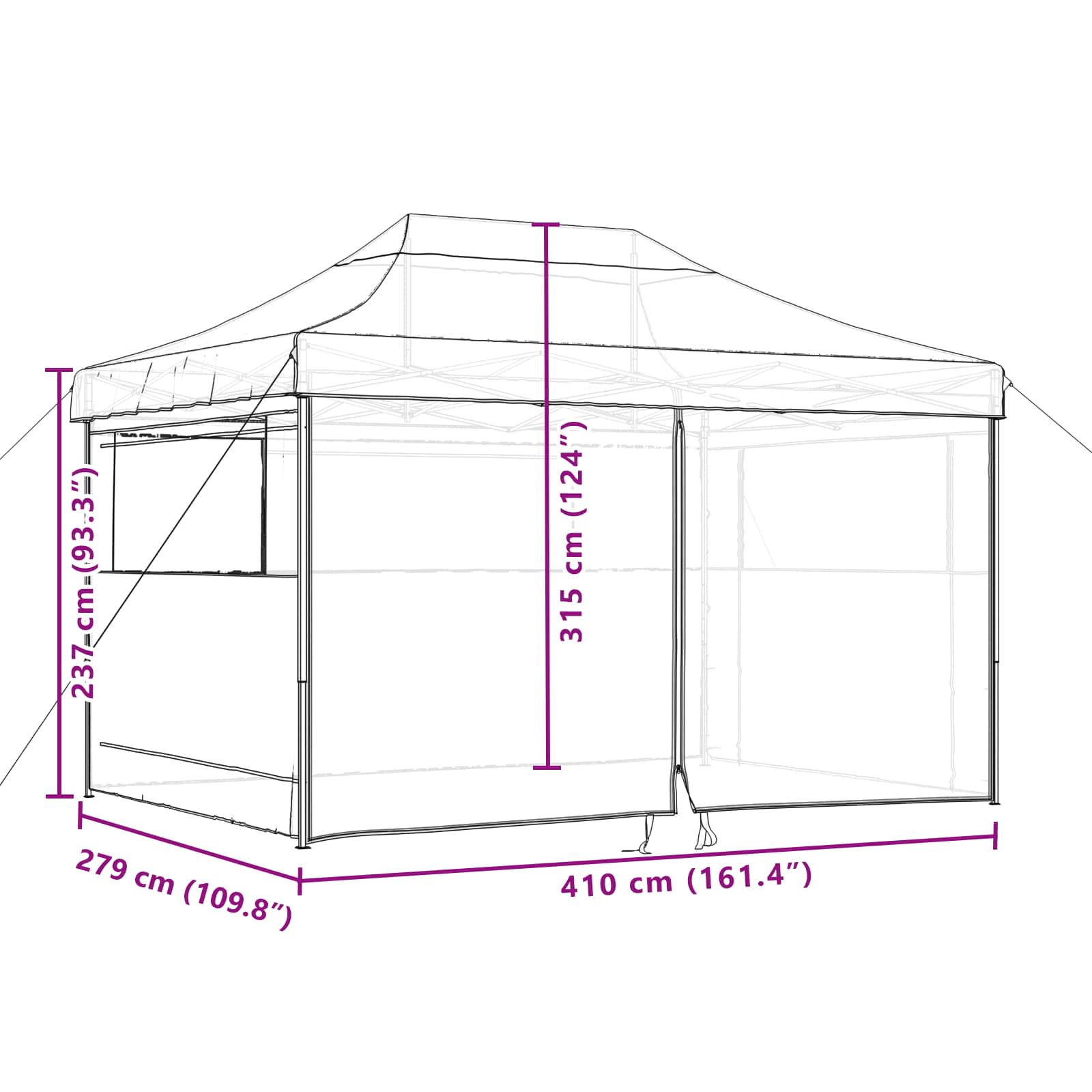 Partytent Oranje 279 x 410 x 315 cm Oxford Stof